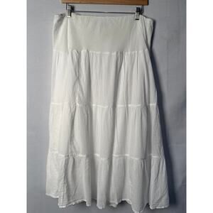 Women’s CHAPS White Cotton Flowy Maxi Skirt Sz 1X